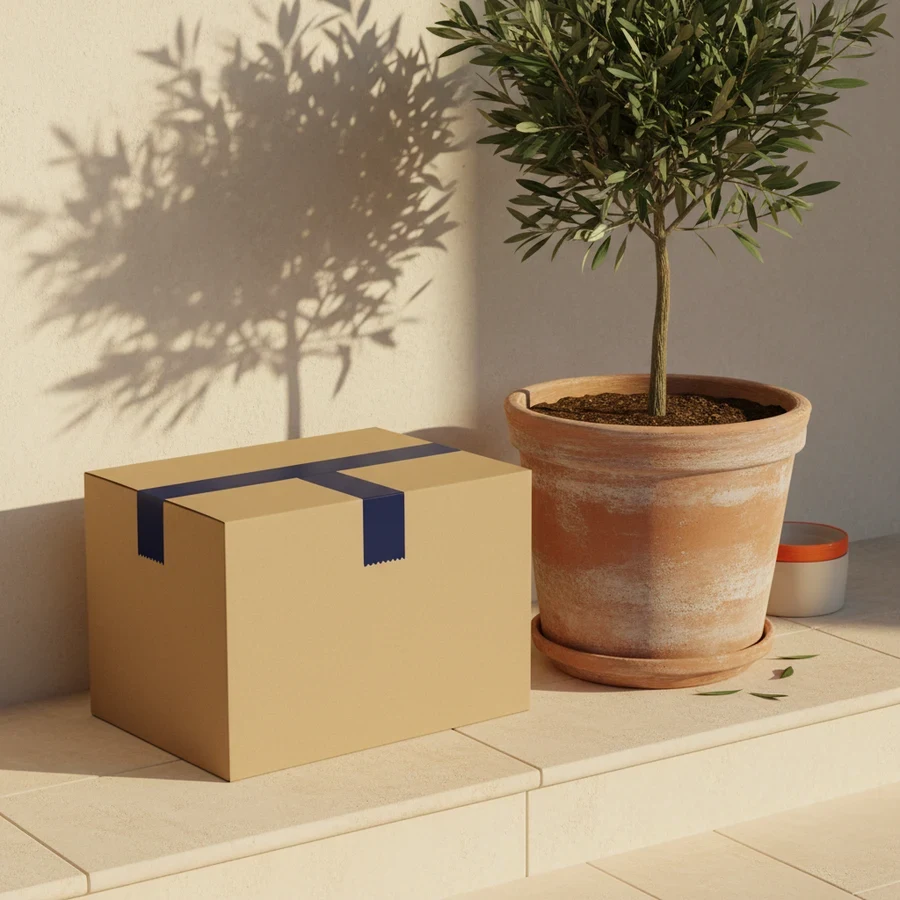 A discreet package delivered to a doorstep